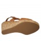 Sandalo da donna in pelle forata cuoio con plateau e zeppa 9 - Misure disponibili: 42, 43, 44