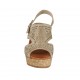 Sandalo da donna in pelle forata taupe con plateau e zeppa 9 - Misure disponibili: 42, 43, 45