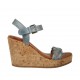 Sandalo da donna con cinturino e plateau in pelle e pelle intrecciata blu avio e grigia zeppa 9 - Misure disponibili: 42, 43, 44