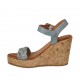 Sandalo da donna con cinturino e plateau in pelle e pelle intrecciata blu avio e grigia zeppa 9 - Misure disponibili: 42, 43, 44