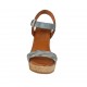 Sandalo da donna con cinturino e plateau in pelle e pelle intrecciata blu avio e grigia zeppa 9 - Misure disponibili: 42, 43, 44