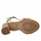 Sandalia para mujer con cinturon en piel plateada y gamuza imprimida gris tacon 7 - Tallas disponibles:  32, 33