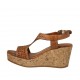 Sandalo da donna in pelle forata cuoio con plateau e zeppa 7 - Misure disponibili: 45