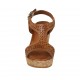Sandalo da donna in pelle forata cuoio con plateau e zeppa 7 - Misure disponibili: 45