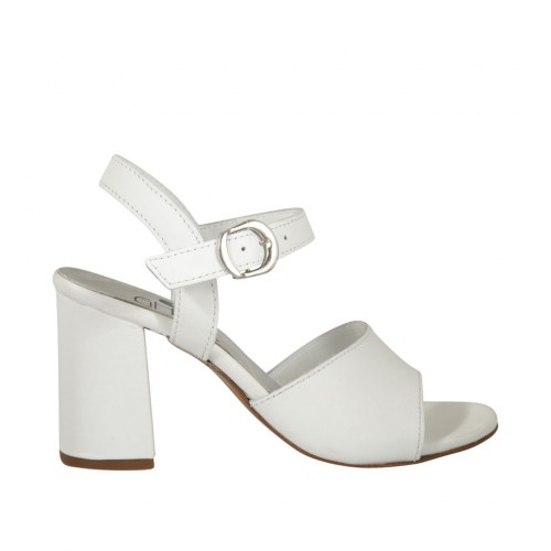 Sandalo da donna con cinturino in pelle bianca tacco 7 - Misure disponibili: 42