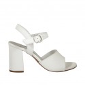 Sandalo da donna con cinturino in pelle bianca tacco 7