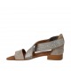 Scarpa aperta da donna in camoscio grigio con elastico e strass tacco 2 - Misure disponibili: 32