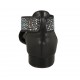 Scarpa aperta da donna in pelle nera con elastico e strass tacco 2 - Misure disponibili: 32, 33