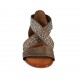 Scarpa aperta da donna in pelle bronzo con elastico e strass tacco 2 - Misure disponibili: 32