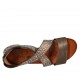 Scarpa aperta da donna in pelle bronzo con elastico e strass tacco 2 - Misure disponibili: 32