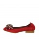 Woman's ballerina shoe in red suede with pompom and rhinestones heel 2 - Available sizes:  33