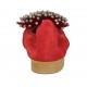Damenballerinaschuh aus rotem Wildleder mit Pompon und Strasssteinen Absatz 2 - Verfügbare Größen:  33