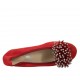 Ballerina da donna in camoscio rosso con pon-pon e strass tacco 2 - Misure disponibili: 33