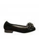 Ballerina da donna in camoscio nero con pon-pon e strass tacco 2 - Misure disponibili: 33