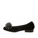 Ballerina da donna in camoscio nero con pon-pon e strass tacco 2 - Misure disponibili: 33