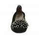 Ballerina da donna in camoscio nero con pon-pon e strass tacco 2 - Misure disponibili: 33