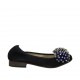 Ballerina da donna in camoscio blu con pon-pon e strass tacco 2 - Misure disponibili: 33