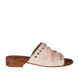 Sabot aperto da donna in pelle rosa con borchie tacco 2 - Misure disponibili: 32, 42, 43