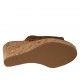 Mule ouvert pour femmes en cuir perforé brun talon compensé 9 - Pointures disponibles:  42