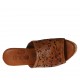 Mule ouvert pour femmes en cuir perforé brun talon compensé 9 - Pointures disponibles:  42