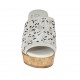 Woman's open mules in white pierced leather with platform and wedge heel 9 - Available sizes:  42, 43