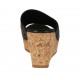 Sabot aperto da donna in pelle forata nera con plateau e zeppa 7 - Misure disponibili: 43
