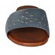 Woman's open mules in blue grey leather with studs heel 2 - Available sizes:  32, 33, 43