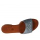 Woman's open mules in blue grey leather with studs heel 2 - Available sizes:  32, 33, 43