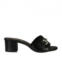 Mule ouvert pour femmes en cuir noir avec accessoire talon 4
