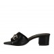 Sabo abierto para mujer en piel negra con accesorio tacon 4 - Tallas disponibles:  32