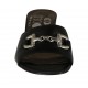 Mule ouvert pour femmes en cuir noir avec accessoire talon 4 - Pointures disponibles:  32