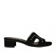 Sabo abierto para mujer en gamuza negra con tachuelas tacon 3 - Tallas disponibles:  32, 42