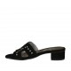 Sabo abierto para mujer en gamuza negra con tachuelas tacon 3 - Tallas disponibles:  32, 42