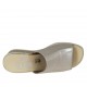 Woman's open mules in taupe glittered printed leather wedge heel 4 - Available sizes:  43