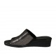 Sabo abierto para mujer en piel imprimida brillante gris plateado cuña 4 - Tallas disponibles:  42, 43
