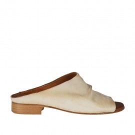 Sabot da donna in pelle beige tacco 2 - Misure disponibili: 33, 42, 43