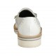 Mocassino da donna con frange, elastici e nappine in pelle bianca e pelle stampata argento zeppa 3 - Misure disponibili: 34, 44