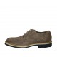 Scarpa casual derby stringata con lavorazione Brogue da uomo in camoscio e camoscio stampato taupe - Misure disponibili: 37, 38, 46