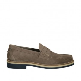 Mocasin para hombres en gamuza y gamuza imprimida de color gris pardo - Tallas disponibles:  38, 50