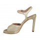 Sandalo con cinturino da donna con plateau in pelle laminata platino tacco 10 - Misure disponibili: 32, 34, 42, 43, 44, 45