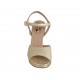 Sandalo con cinturino da donna con plateau in pelle laminata platino tacco 10 - Misure disponibili: 32, 34, 42, 43, 44, 45