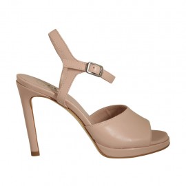 Sandale pour femmes en cuir nue avec courroie et plateforme talon 10 - Pointures disponibles:  42, 43