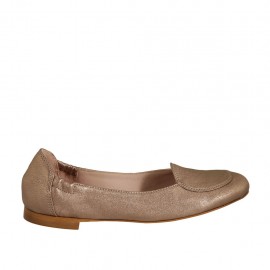 Ballerinaschuh für Damen aus bronzefarbenem laminiertem Leder Absatz 1 - Verfügbare Größen:  32, 33