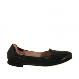 Ballerina accollata da donna in pelle nera tacco 1 - Misure disponibili: 32