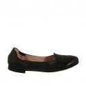 Ballerine pour femmes en cuir noir talon 1