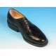 Men's elegant laced derby shoe with Brogue decorations in black leather - Available sizes:  40