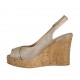 Sandalo da donna in pelle taupe laminata platino zeppa 10 - Misure disponibili: 31, 42
