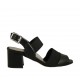 Sandalo da donna con elastici in pelle nera tacco 5 - Misure disponibili: 32, 34, 44, 45