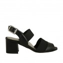Woman's sandal with elastic bands in black leather heel 5