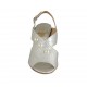Sandalo da donna con perle in pelle laminata argento tacco 7 - Misure disponibili: 32, 33, 34, 43